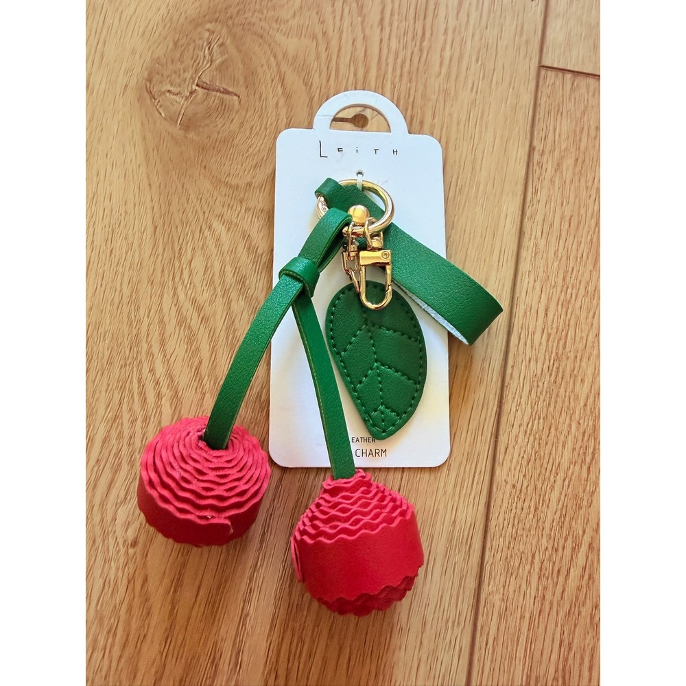 Leith Red Cherry Faux Leather Bag Charm Gold Hardware NWT LECNO5023HO25